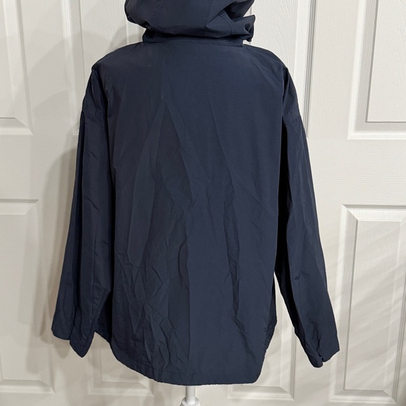 Eileen Fisher Jacket Navy Nylon Cotton Hood Relax Lagenlook Classic Minimal P/S - Picture 5 of 12